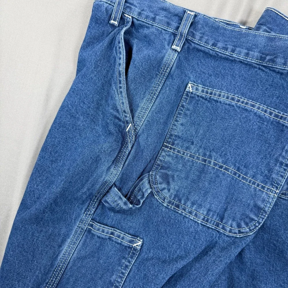 Vintage Carhartt Carpenter Jeans USA Fits 46x30 Blue Denim Work Pants Men's